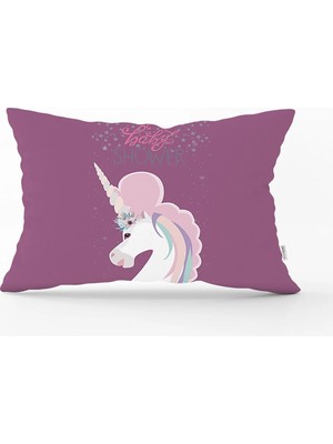 Rem Home Baby Shower Unicorn At Desenli Çocuk Odası Dikdörtgen Yastık Kılıfı