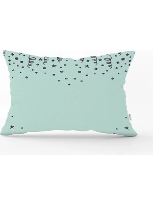 Rem Home Pastel Zeminli Geometrik Çizimli Dijital Baskılı Modern Dikdörtgen Yastık Kırlent Kılıfı