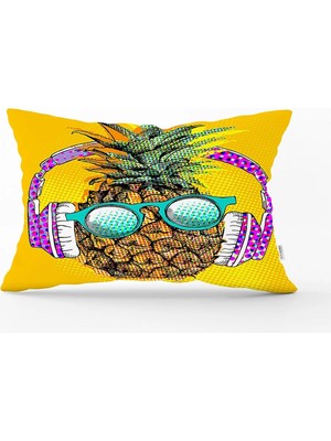 Rem Home Summer Ananas Tasarımlı Dekoratif Dikdörtgen Yastık Kırlent Kılıfı