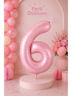 Parti Dükkanı Pembe 6 Rakam Folyo Balon 34 Inç 76 cm Helyum Uyumlu Doğum Günü Baby Shower Yıl Dönümü Parti Balonu (0-9)