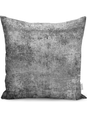 Rem Home Gri Zeminde Dokuma Halı Motifli Eskitme Desenli Dijital Baskılı Yastık Kırlent Kılıfı