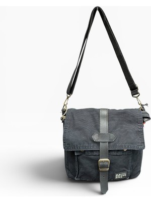 Old Cotton Cargo Kumaş Postacı Omuz Çantası Unisex Branco Bag Siyah