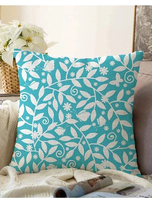 Rem Home Çift Taraflı Renkli Zeminde Çiçek Desenli Dijital Baskılı Modern Raşel Örme Yastık Kırlent Kılıfı