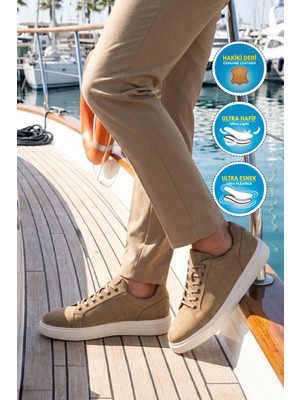 Walkway Ayakmod Premium 2516 M  Büyük Numara Kum Nubuk Erkek Günlük Ayakkabı