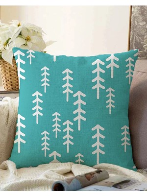 Rem Home Çift Taraflı Beyaz Zeminli Renkli Geometrik Desenli Dijital Baskılı Modern Raşel Örme Yastık Kılıfı