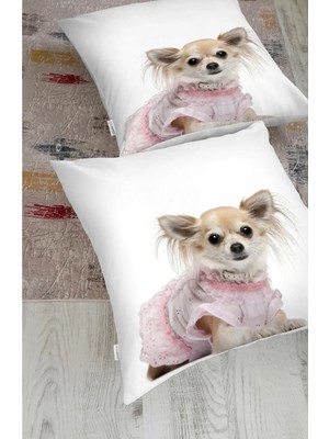 Rem Home Sevimli Köpek Desenli Dijital Baskılı Modern Hayvan Yer Minderi (1000GR Iç Dolgulu)