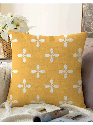 Rem Home Çift Taraflı Renkli Zeminde Çiçek Desenli Dijital Baskılı Modern Raşel Örme Yastık Kırlent Kılıfı