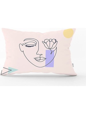 Rem Home Pembe Zeminde Bohemian Özel Tasarım Dikdörtgen Kırlent Kılıfı