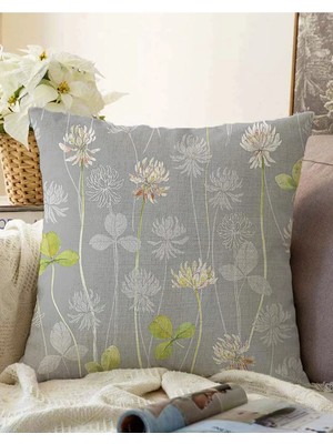 Rem Home Çift Taraflı Pastel Zeminli Renkli Yaprak Desenli Dijital Baskılı Raşel Örme Yastık Kırlent Kılıfı
