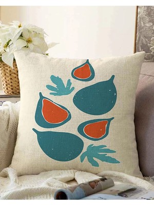 Rem Home Çift Taraflı Onedraw Çizimli Avakado Temalı Dijital Baskılı Modern Raşel Örme Yastık Kılıfı