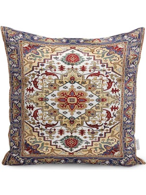Rem Home Antika Otantik Hereke Motifli Dokuma Halı Desenli Dijital Baskılı Yastık Kırlent Kılıfı