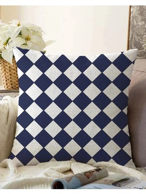Rem Home Çift Taraflı Beyaz Zeminli Renkli Geometrik Çizimli Dijital Baskılı Modern Raşel Örme Yastık Kılıfı