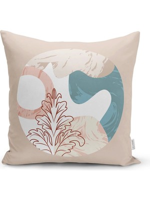 Rem Home Pastel Zeminli Geometrik Desenli Dijital Baskılı Modern Yastık Kırlent Kılıfı