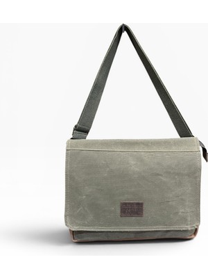 Old Cotton Cargo Kanvas Kumaş Postacı Omuz Çantası Unisex Boıse Computer Bag 15.6'' Haki