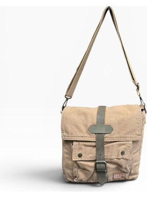Old Cotton Cargo Kumaş Postacı Omuz Çantası Unisex Branco Bag Camel