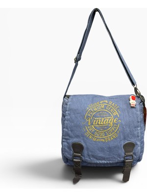 Old Cotton Cargo Kumaş Postacı Omuz Çantası Unisex San Diego Oil Lacivert