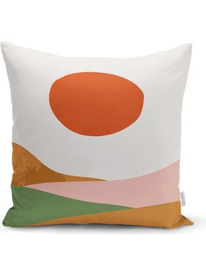 Rem Home Pastel Renkli Zeminli Onedraw Çizimli Dijital Baskılı Modern Yastık Kırlent Kılıfı