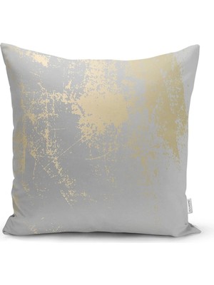 Rem Home Pastel Zemin Geometrik Desenli Gold Detaylı Dijital Baskılı Modern Kırlent Kılıfı