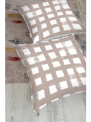 Rem Home Vizon Zeminde Geometrik Kare Motifli Dekoratif Yer Minderi