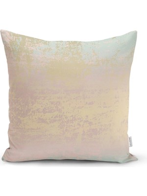 Rem Home Pastel Zemin Üzerinde Gold Detaylı Geometrik Desenli Yastık Kırlent Kılıfı