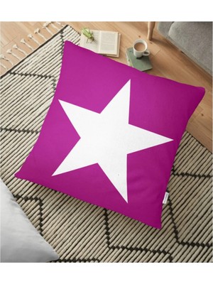 Rem Home Modern Yıldız Desenli Dijital Baskılı Dekoratif Yer Minderi - 70 x 70 cm