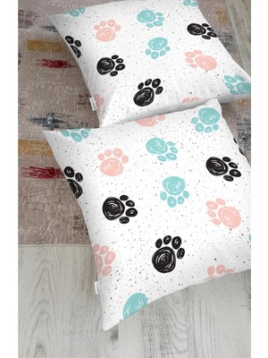 Rem Home Kedi Ayak Izli Modern Hayvan Yer Minderi (1000GR Iç Dolgulu)