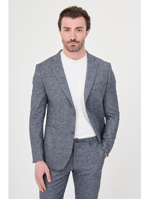 MCR Kırçıllı Slim Fit Mono Yaka Pantolonu Ipli Keten Erkek Takım Elbise