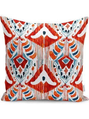 Rem Home Kırmızı Renkli Damask Tasarımlı Modern Yastık Kırlent Kılıfı
