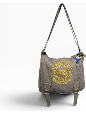 Old Cotton Cargo Kumaş Postacı Omuz Çantası Unisex San Diego Oil Kahve