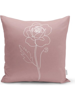 Rem Home Pastel Zemin Üzerinde Beyaz Çiçek Desenli Yastık Kırlent Kılıfı