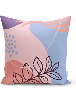Rem Home Soyut Renkli Zeminde Bohem Çiçek Motifli Dijital Baskılı Modern Yastık Kılıfı