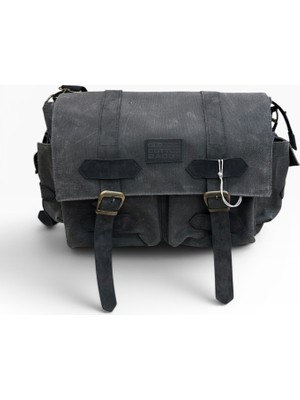 Old Cotton Cargo Kanvas Kumaş Postacı Omuz Çantası Unisex 7156 Baltimore 15.6'' Siyah
