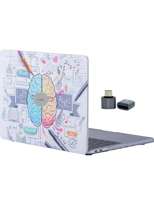 MacBook Air M1 Kılıfı 13.3 Inç A2337 A2179 A1932 Uyumlu Sol Beyin Sağ Beyin Desenli Sert Kapak
