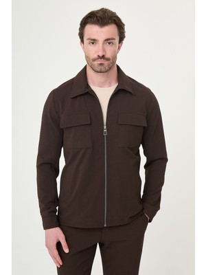 MCR Dokulu Slim Fit Gömlek Yaka Mevsimlik Erkek Mont
