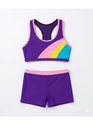 My Kids Wear Aykidsclup Kız Çocuk Şortlu Yüzücü  Iki Parça MAYO-7255-M