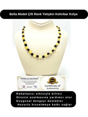 Yıldız Doğal Taş Sertifikalı Bella Model Çift Renk Yetişkin Kehribar Kolye