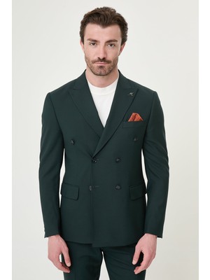 MCR Düz Slim Fit Geniş Yaka Kruvaze Erkek Takım Elbise