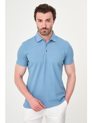MCR Düz Slim Fit Polo Yaka Metal Düğmeli Kısa Kol Erkek T-Shirt