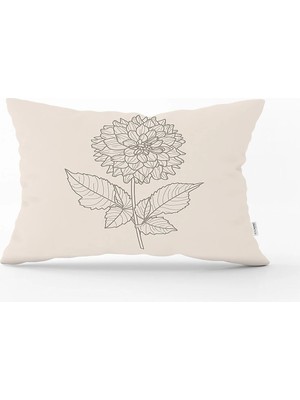 Rem Home Pastel Zemin Üzerinde Çiçek Desenli Dijital Baskılı Modern Dikdörtgen Yastık Kırlent Kılıfı