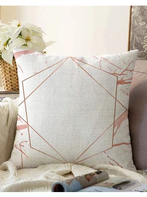 Rem Home Çift Taraflı Beyaz Zeminli Modern Mermer Desenli Dijital Baskılı Modern Raşel Yastık Kırlent Kılıfı