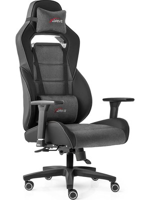 Göktürk Profesyonel Oyuncu Koltuğu Kumaş Gri/siyah Ergonomik Ayarlanabilir 3D Kolçak