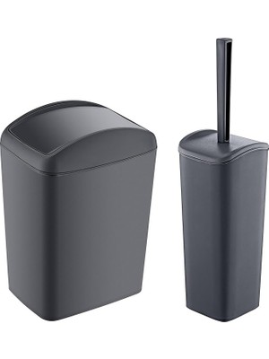 Soft Çöp Kovası 5 Lt ve Soft Wc Fırçası Antrasit