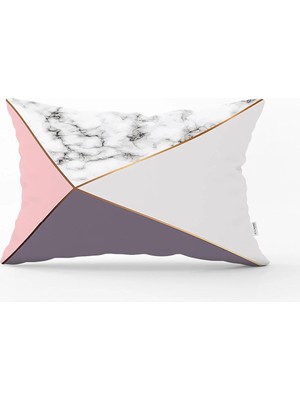 Rem Home Renkli Geometrik Desenli Mermer Motifli Dijital Baskılı Modern Dikdörtgen Yastık Kılıfı