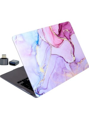 MacBook Air 13 Inç Kılıf Touch Id Uyumlu M1/ıntel Sert Kapak Tpu Lazer Baskılı Mermer Desen In