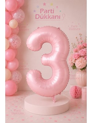 Parti Dükkanı Pembe 3 Rakam Folyo Balon 34 Inç 76 cm Helyum Uyumlu Doğum Günü Baby Shower Yıl Dönümü Parti Balonu (0-9)