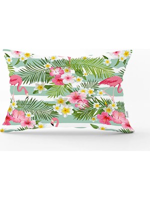 Rem Home Flamingo Desen Dijital Baskılı Modern Dikdörtgen Yastık Kırlent Kılıfı