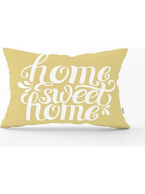 Rem Home Home Sweet Home Dijital Baskılı Dekoratif Dikdörtgen Yastık Kırlent Kılıfı