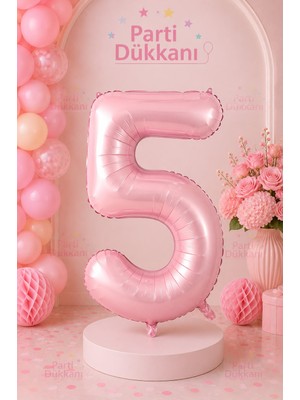 Parti Dükkanı Pembe 5 Rakam Folyo Balon 34 Inç 76 cm Helyum Uyumlu Doğum Günü Baby Shower Yıl Dönümü Parti Balonu (0-9)