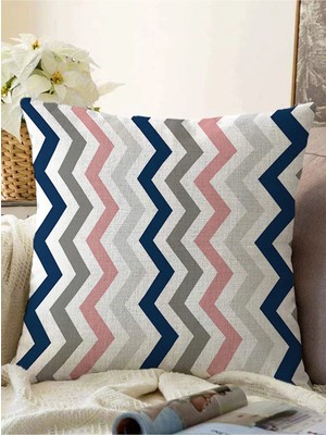Rem Home Renkli Zigzag Motifli Özel Tasarım Dekoratif Raşel Örme Yastık Kırlent Kılıfı