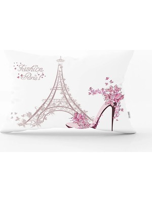 Rem Home Fashion Paris Özel Tasarımlı Dekoratif Dikdörtgen Yastık Kırlent Kılıfı